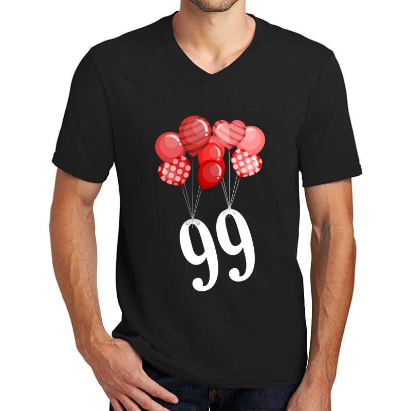 99 Red Balloons - 80S Nena Anti-War Peace Song Unisex V-Neck T-Shirt Men Black