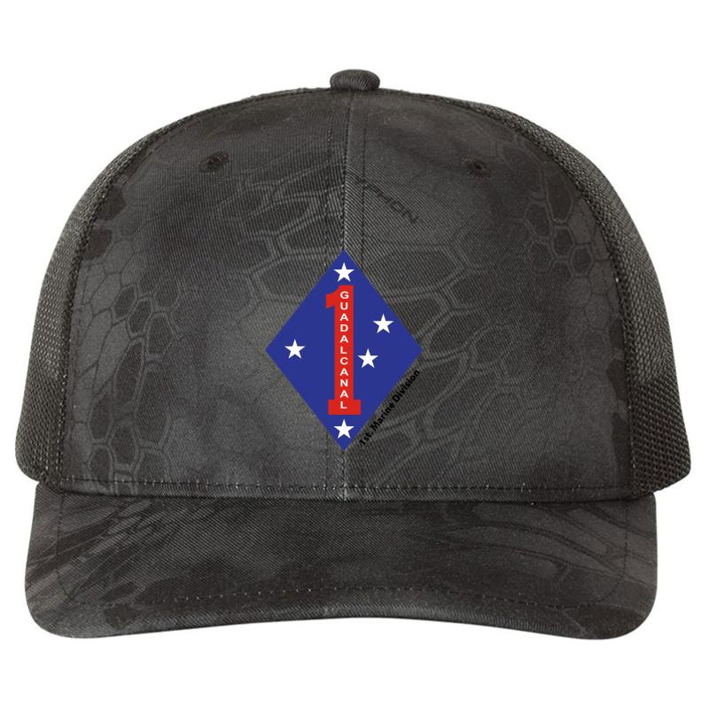 1St Marine Division Richardson Premium Trucker Snapback Cap  Kryptek Typhon Black