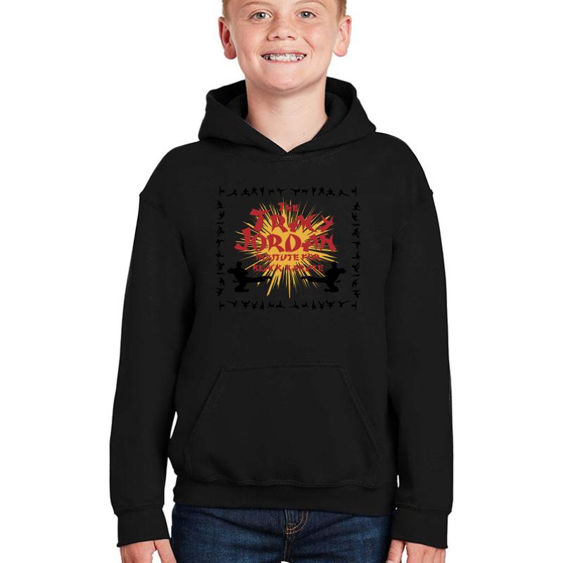 30 Rock: The Tracy Jordan Institute For Black Karate Logo Youth Hooded Sweatshirt Boy Black