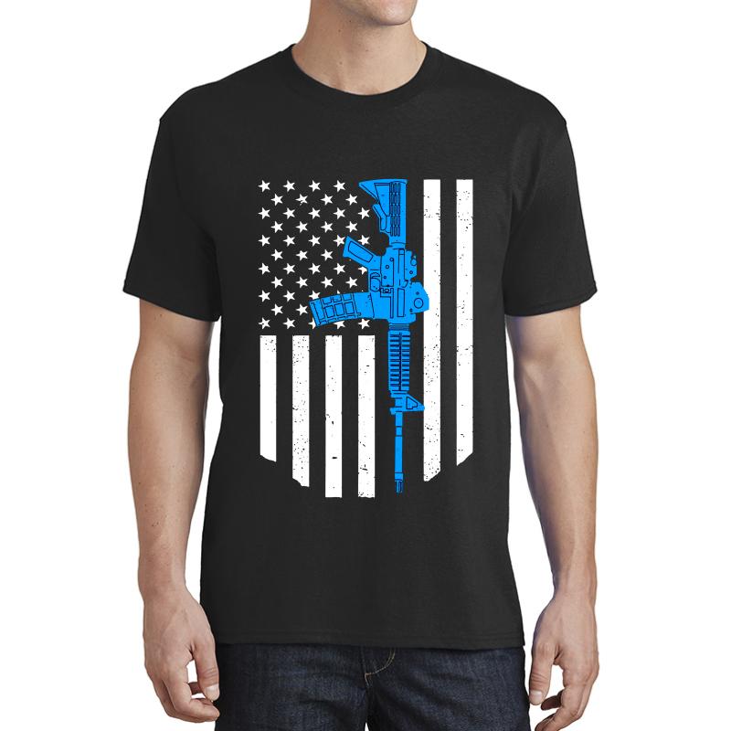 American Flag Ar15 Rifle Gun Gift Patriotic 2Nd Amendment Unisex T-Shirt Men Black