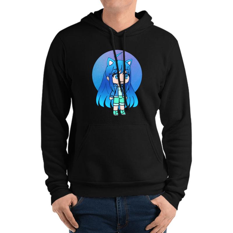 Aqua Chan Cute Gacha Girl Unisex Hooded Sweatshirt Men Black