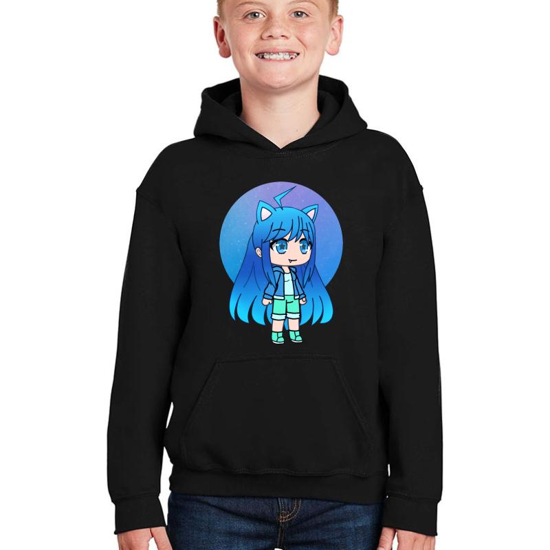 Aqua Chan Cute Gacha Girl Youth Hooded Sweatshirt Boy Black