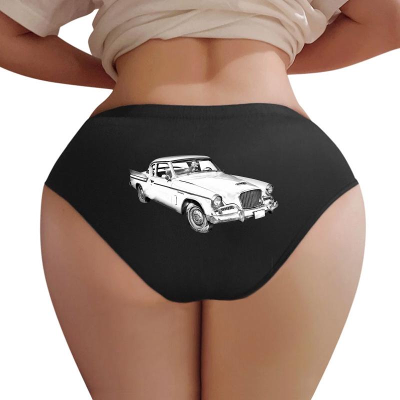 1961 Studebaker Hawk Coupe Illustration Women Underwear Panties Women Black