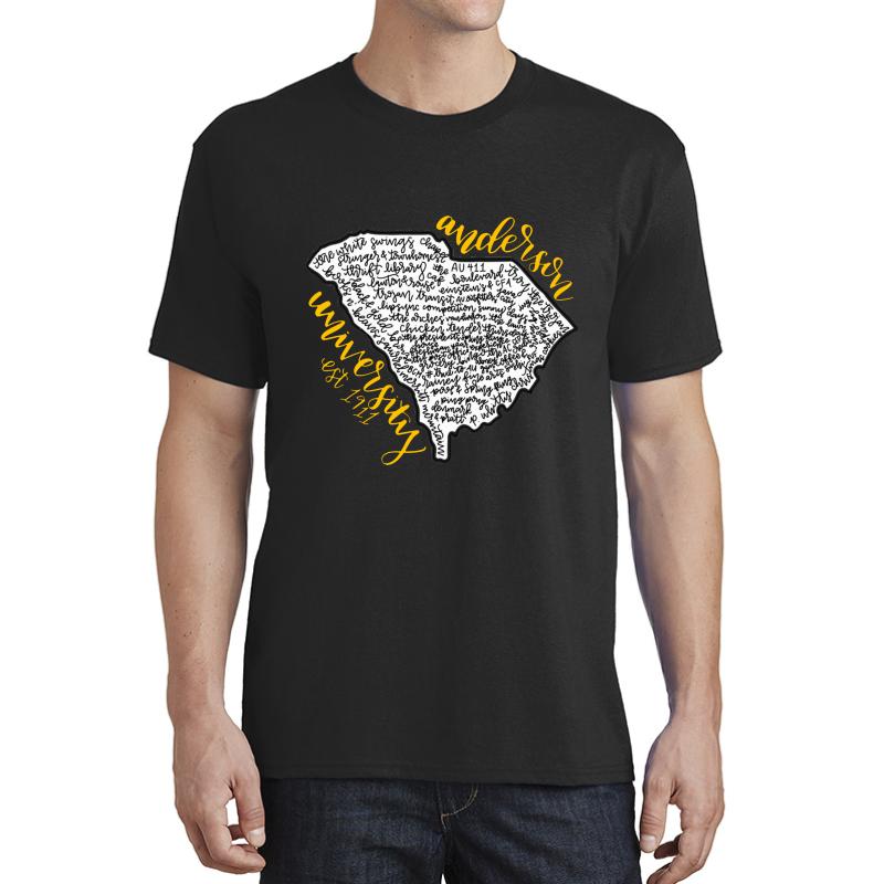 Anderson University Word Collage Unisex T-Shirt Men Black