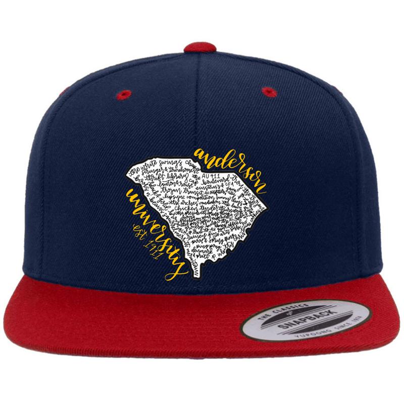 Anderson University Word Collage Premium Flat Bill Snapback Cap  Navy