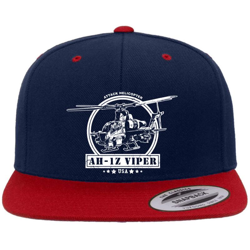 Ah-1Z Viper Attack Helicopter Premium Flat Bill Snapback Cap  Navy