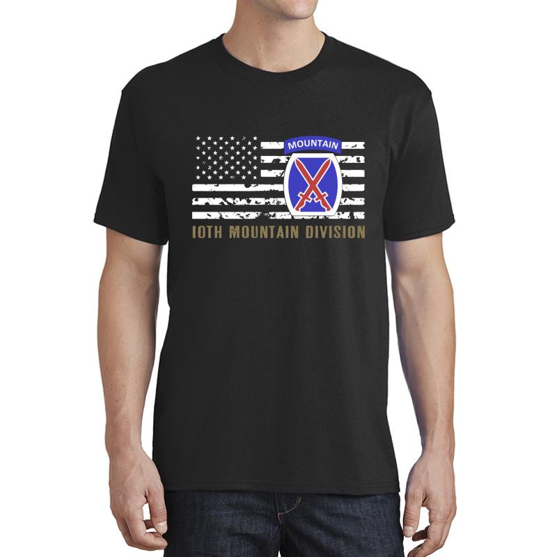 10Th Mountain Division Distressed Flag  Unisex T-Shirt Men Black