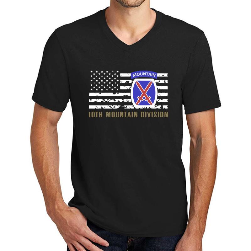 10Th Mountain Division Distressed Flag  Unisex V-Neck T-Shirt Men Black