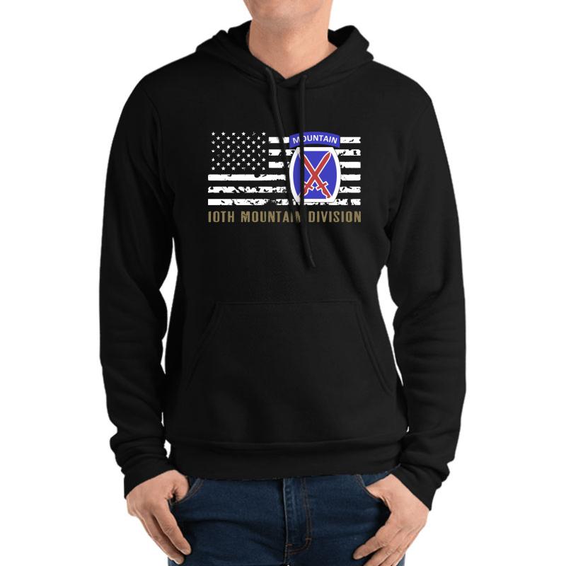 10Th Mountain Division Distressed Flag  Unisex Hooded Sweatshirt Men Black