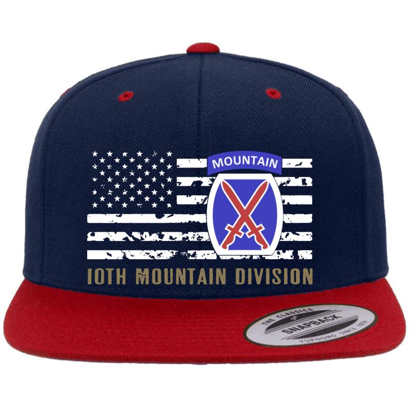 10Th Mountain Division Distressed Flag  Premium Flat Bill Snapback Cap  Navy