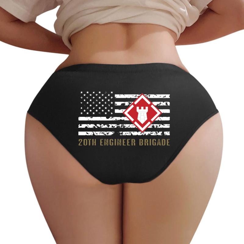 20Th Engineer Brigade Distressed Flag  Women Underwear Panties Women Black