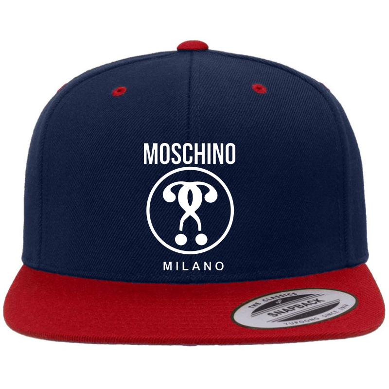 White Moschino Premium Flat Bill Snapback Cap  Navy