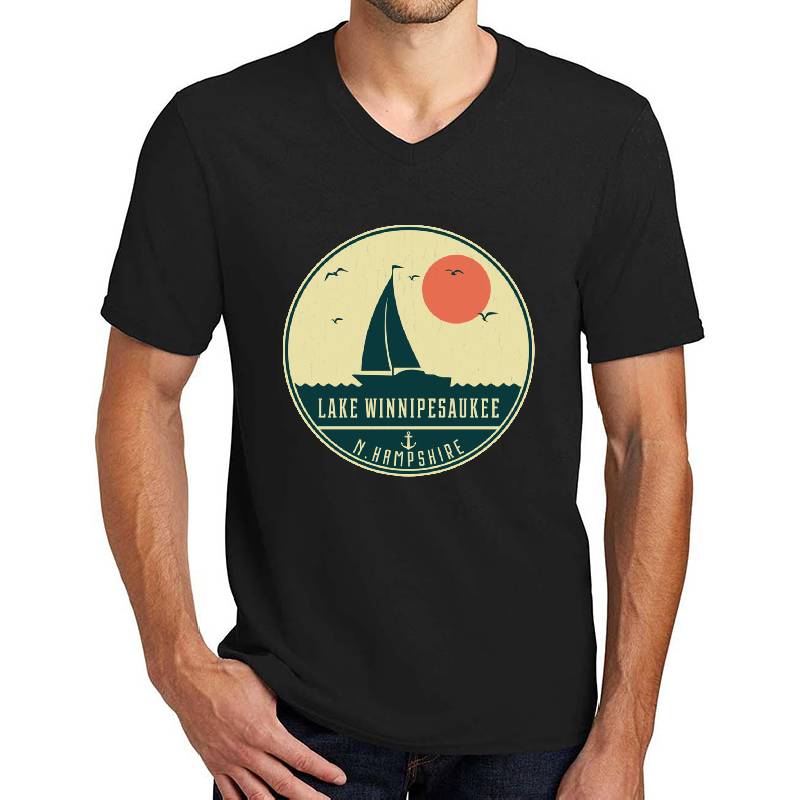 Lake Winnipesaukee Sailing Design Premium Flat Bill Snapback Caps