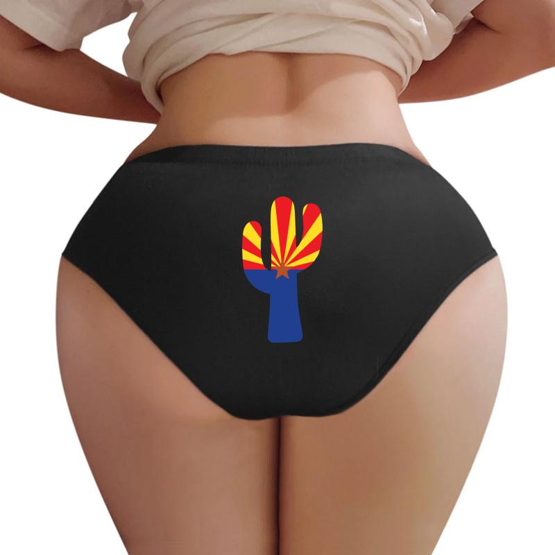 Arizona Flag In A Saguaro Cactus Women Underwear Panties Women Black