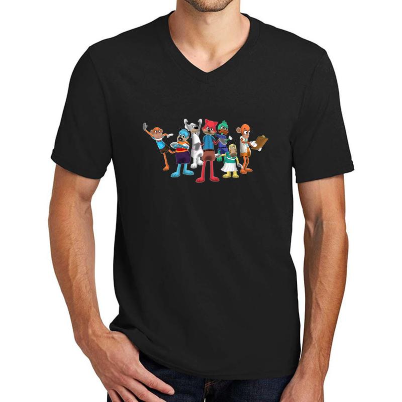 Toontown Characters Unisex V-Neck T-Shirt Men Black