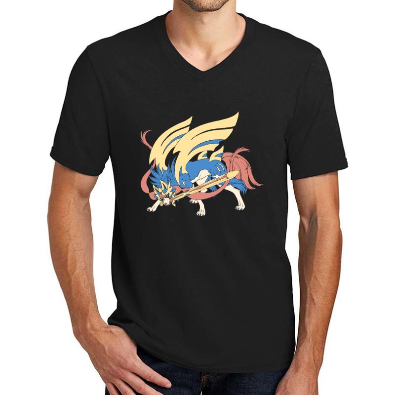 Zacian Unisex V-Neck T-Shirt Men Black