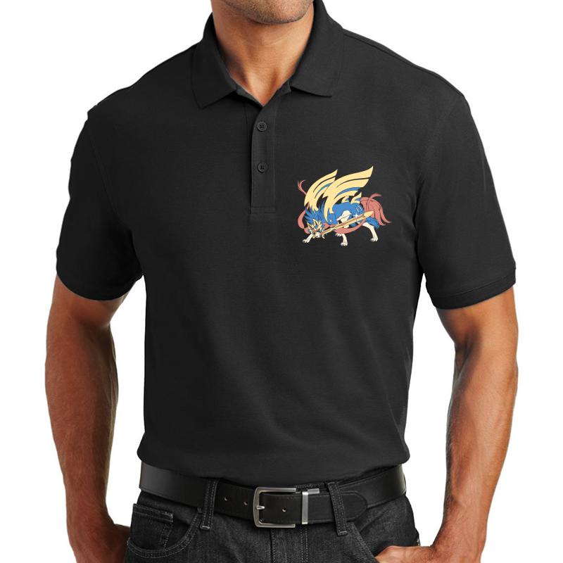 Zacian Unisex Polo Jersey Sport Shirt Men Black