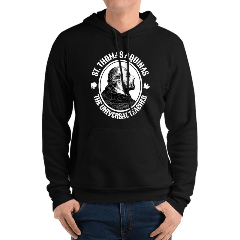 Thomas Aquinas Catholic Saint Catholicism Christian Gift Unisex Hooded Sweatshirt Men Black