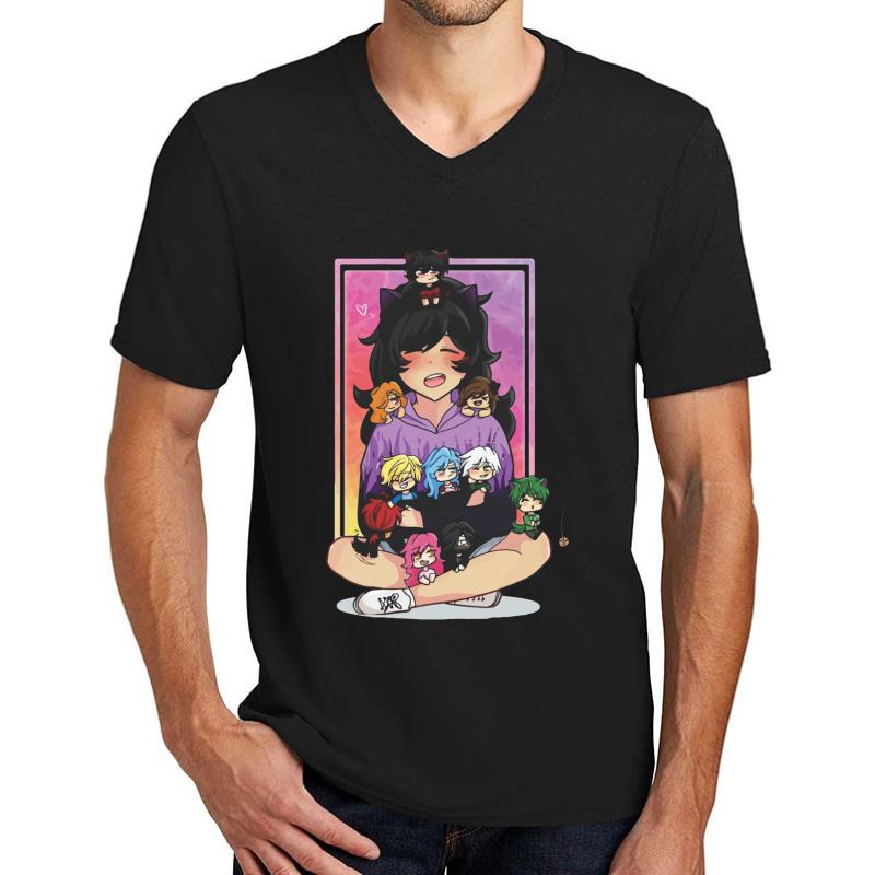 Aphmau Smile Unisex V-Neck T-Shirt Men Black