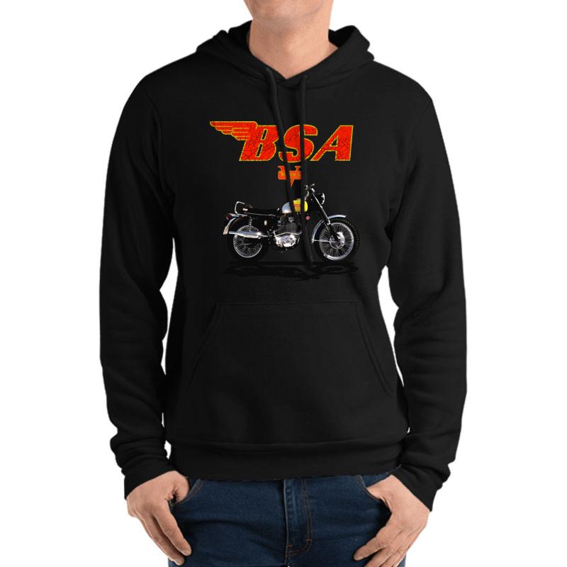 Vintage Bsa Victor 441 Motorcycles Design By Motormaniac Unisex Hooded Sweatshirt Men Black