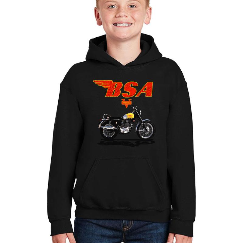 Vintage Bsa Victor 441 Motorcycles Design By Motormaniac Youth Hooded Sweatshirt Boy Black