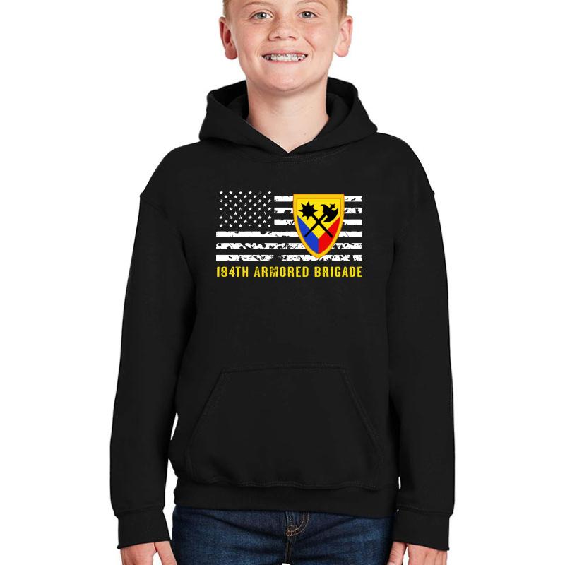 194Th Armored Brigade Youth Hooded Sweatshirt Boy Black