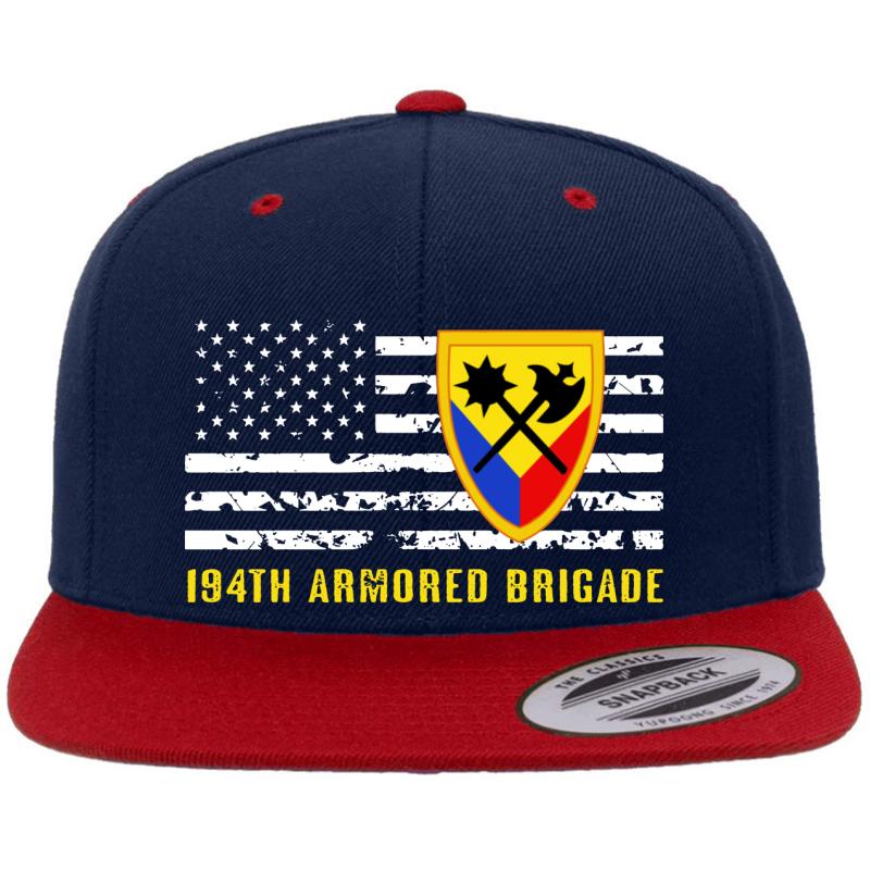 194Th Armored Brigade Premium Flat Bill Snapback Cap  Navy