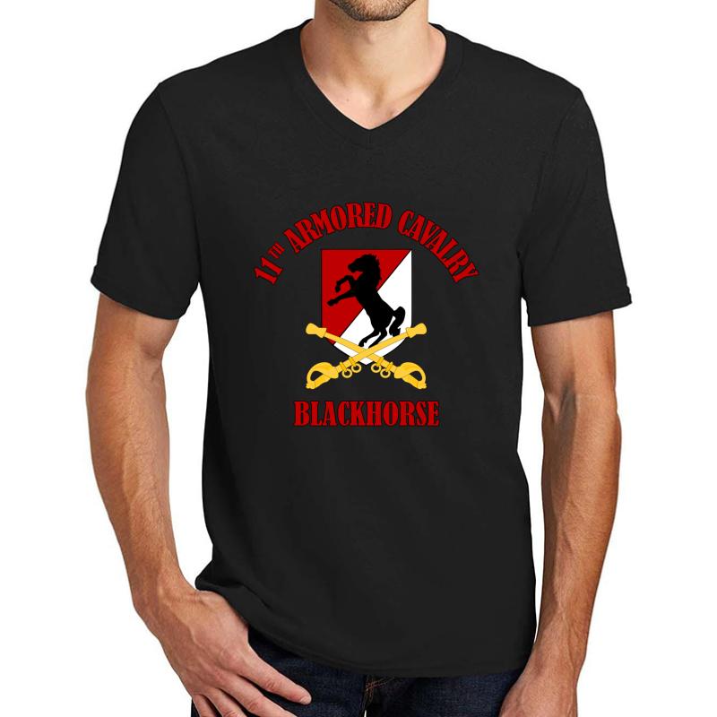 11Th Armored Cavalry - Blackhorse Unisex V-Neck T-Shirt Men Black