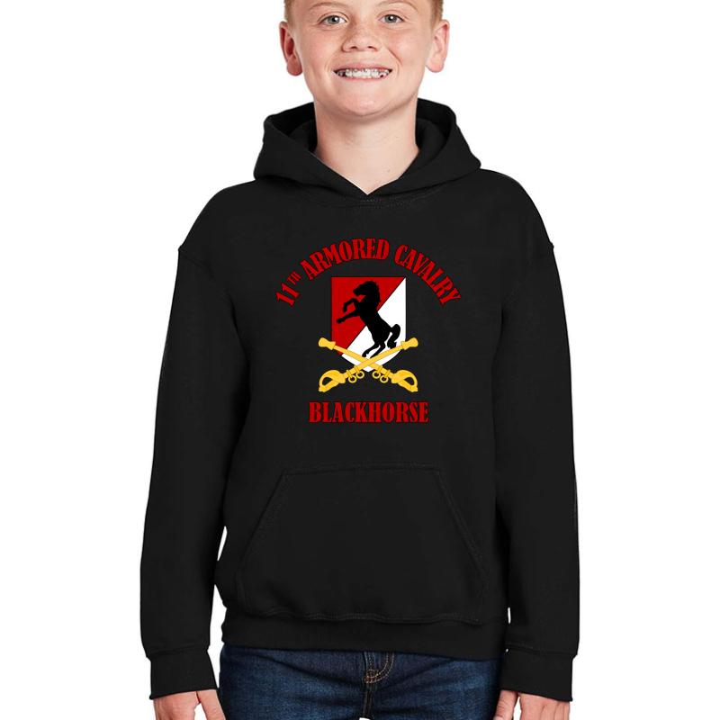 11Th Armored Cavalry - Blackhorse Youth Hooded Sweatshirt Boy Black