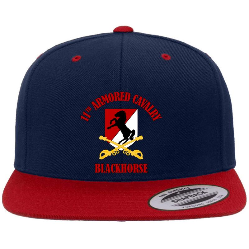 11Th Armored Cavalry - Blackhorse Premium Flat Bill Snapback Cap  Navy