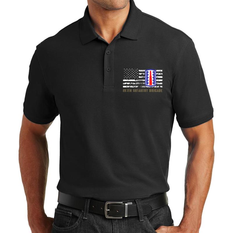 197Th Infantry Brigade Unisex Polo Jersey Sport Shirt Men Black