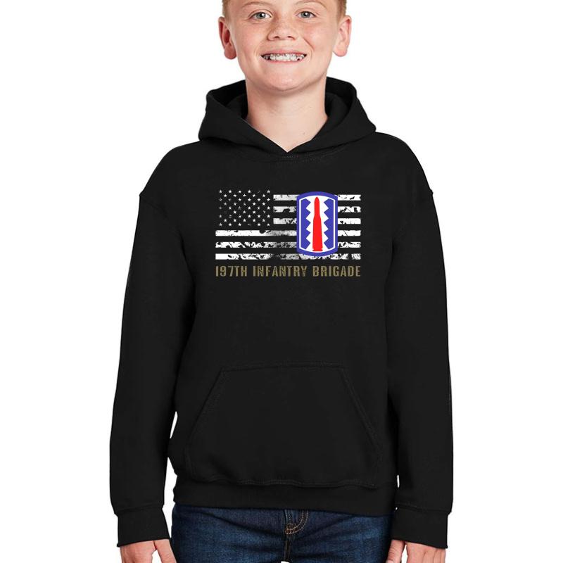 197Th Infantry Brigade Youth Hooded Sweatshirt Boy Black