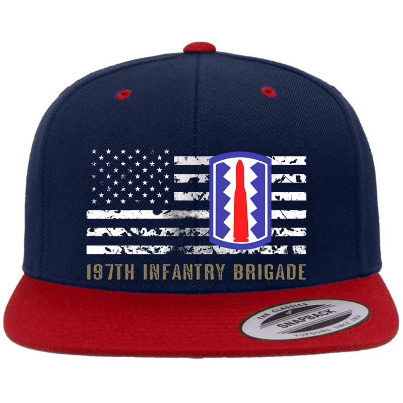 197Th Infantry Brigade Premium Flat Bill Snapback Cap  Navy