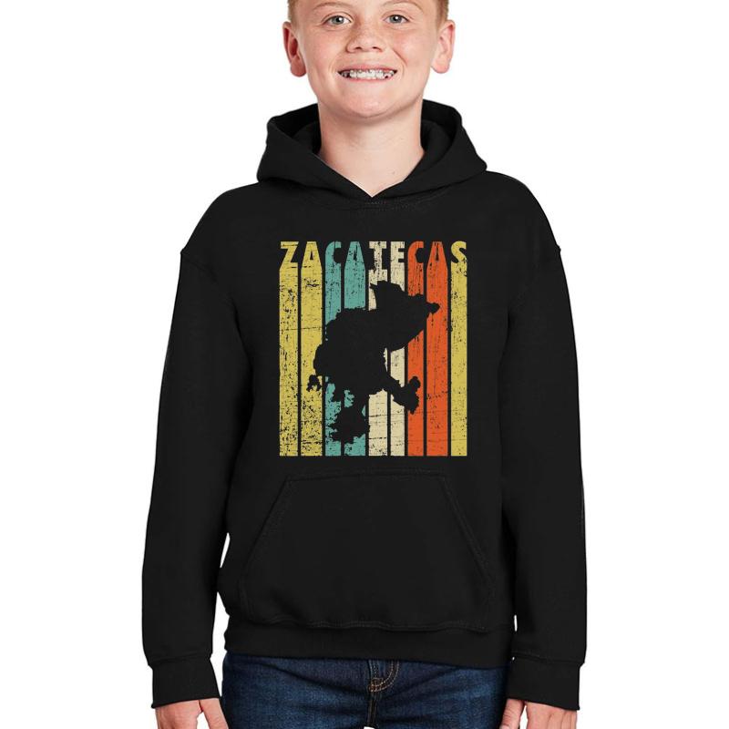 Zacatecas Mexico Vintage Retro Youth Hooded Sweatshirt Boy Black