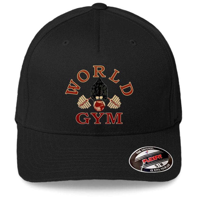 World Gym Gorilla Flexfit Baseball Cap  Black