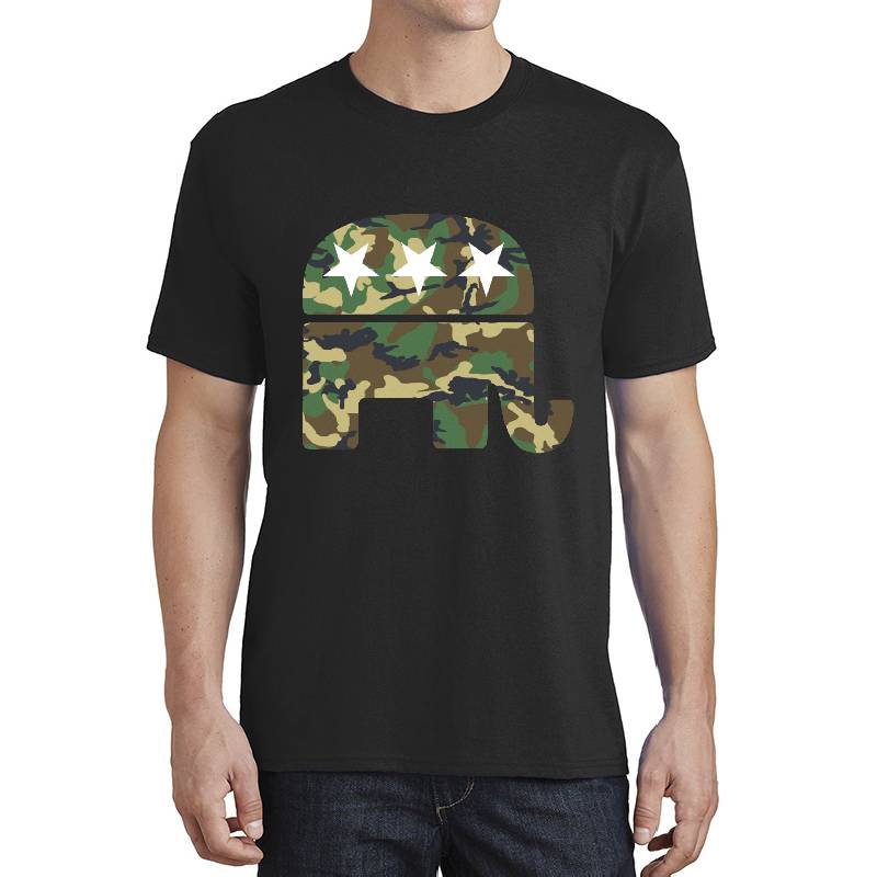 Camouflage Republican Elephant Premium Flat Bill Snapback Caps