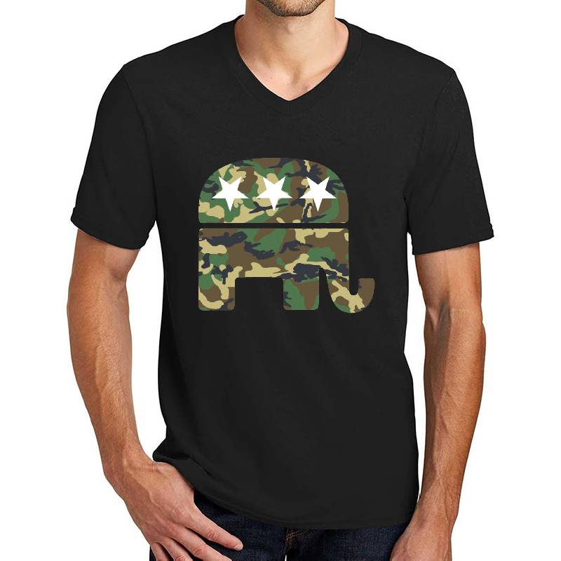 Camouflage Republican Elephant Premium Flat Bill Snapback Caps