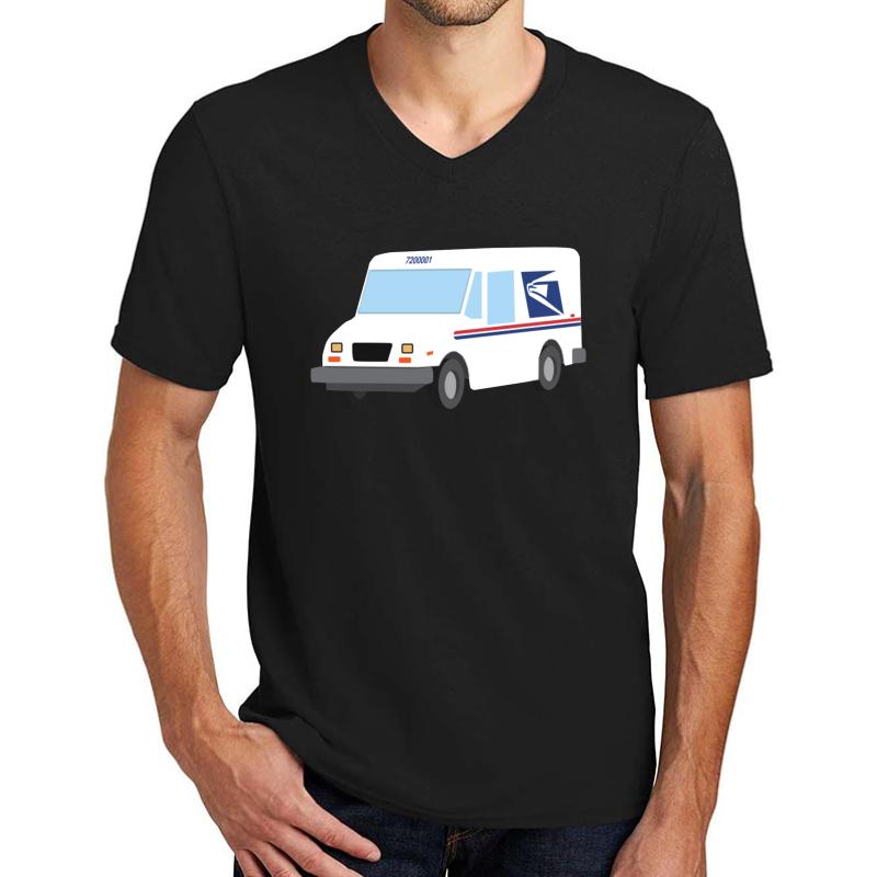 Usps Grumman Llv Mail Truck Unisex V-Neck T-Shirt Men Black