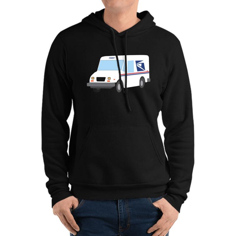 Usps Grumman Llv Mail Truck Unisex Hooded Sweatshirt Men Black