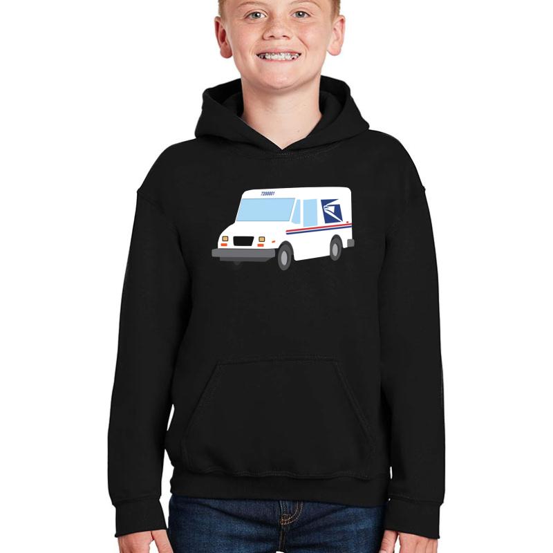 Usps Grumman Llv Mail Truck Youth Hooded Sweatshirt Boy Black