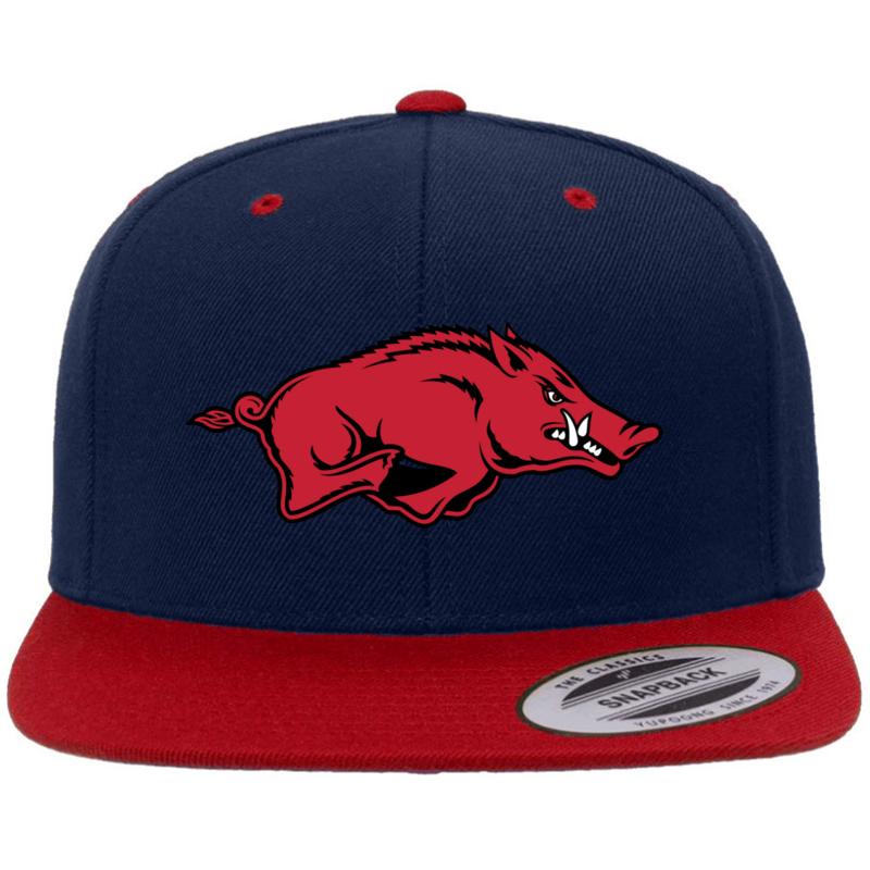 Arkansas Razorback Premium Flat Bill Snapback Cap  Navy