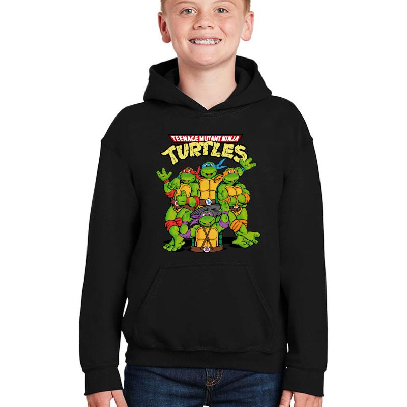 Tmnt - Teenage Mutant Ninja Turtles Youth Hooded Sweatshirt Boy Black