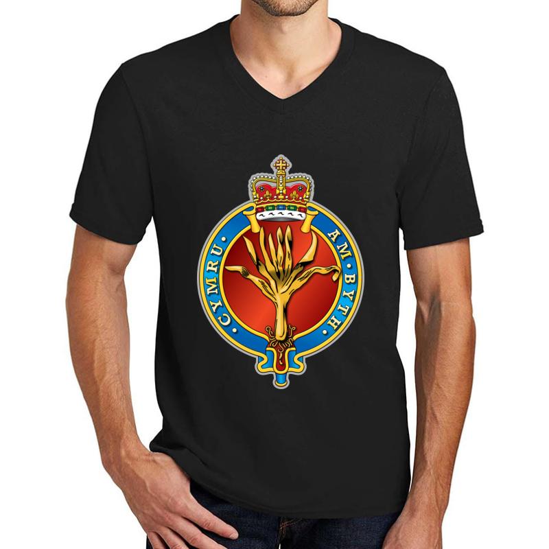 Welsh Guards Unisex V-Neck T-Shirt Men Black