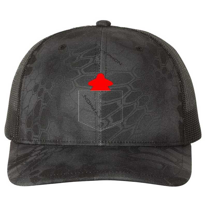 Fake Pocket Red Meeple for Board Gamers Premium Flat Bill Snapback Caps