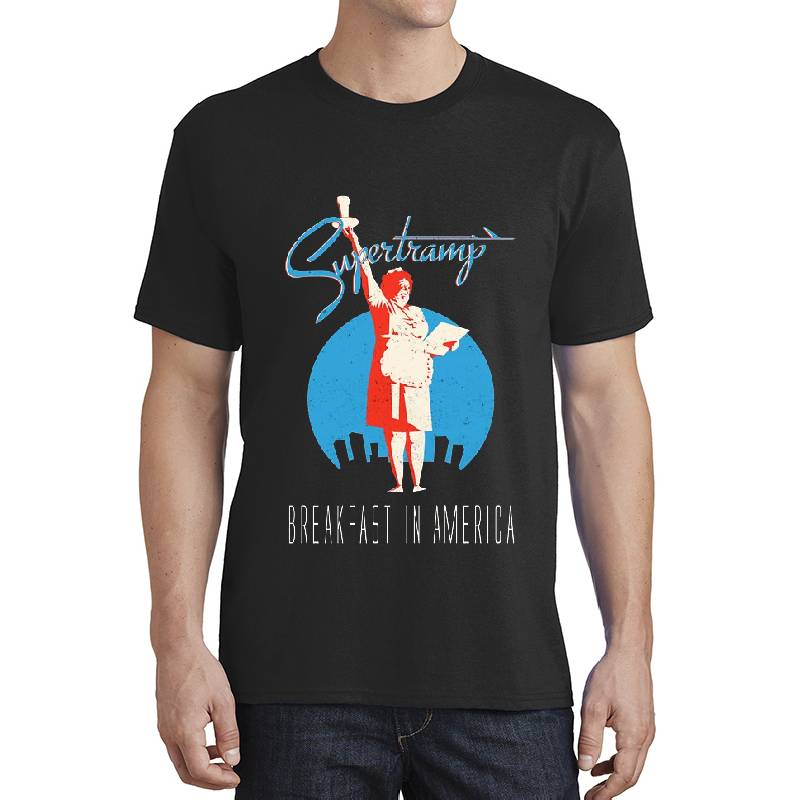 Supertramp Breakfast in America t-shirt  dark Premium Flat Bill Snapback Caps