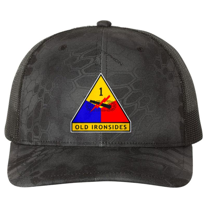 1St Armored Division Richardson Premium Trucker Snapback Cap  Kryptek Typhon Black