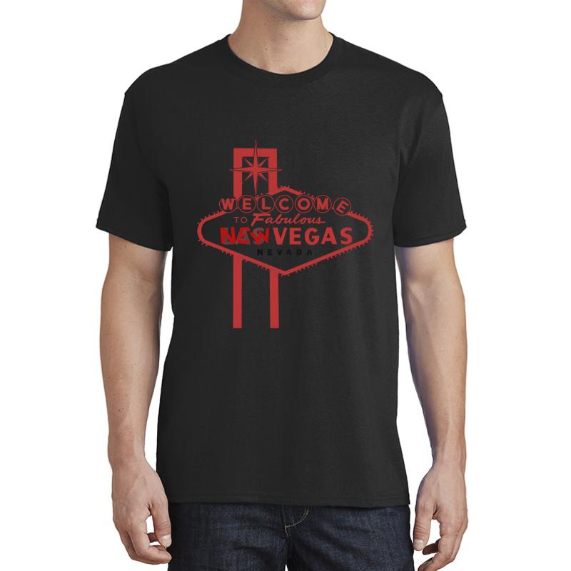 Welcome To New Vegas Fallout New Vegas Red Logo Unisex T-Shirt Men Black