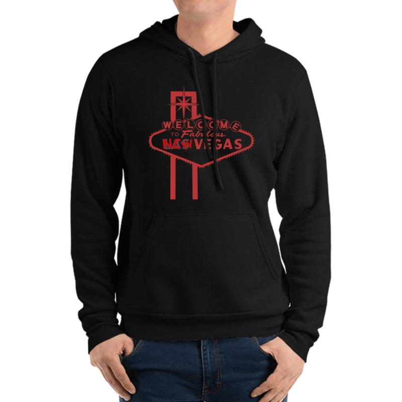 Welcome To New Vegas Fallout New Vegas Red Logo Unisex Hooded Sweatshirt Men Black