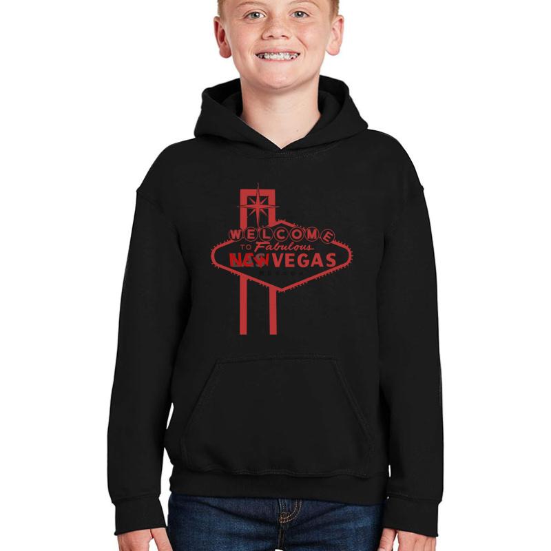 Welcome To New Vegas Fallout New Vegas Red Logo Youth Hooded Sweatshirt Boy Black