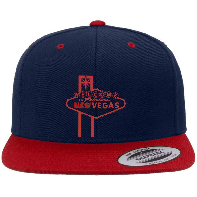 Welcome To New Vegas Fallout New Vegas Red Logo Premium Flat Bill Snapback Cap  Navy